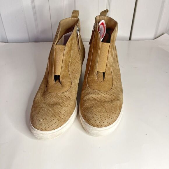 Linea Paolo Anna Leather Perf Elastic Suede Wedge Zip Slip On Sneaker Boots - Picture 5 of 13